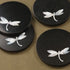Black Limestone Coasters with Mother of Pearl Inlay (Set of 4)